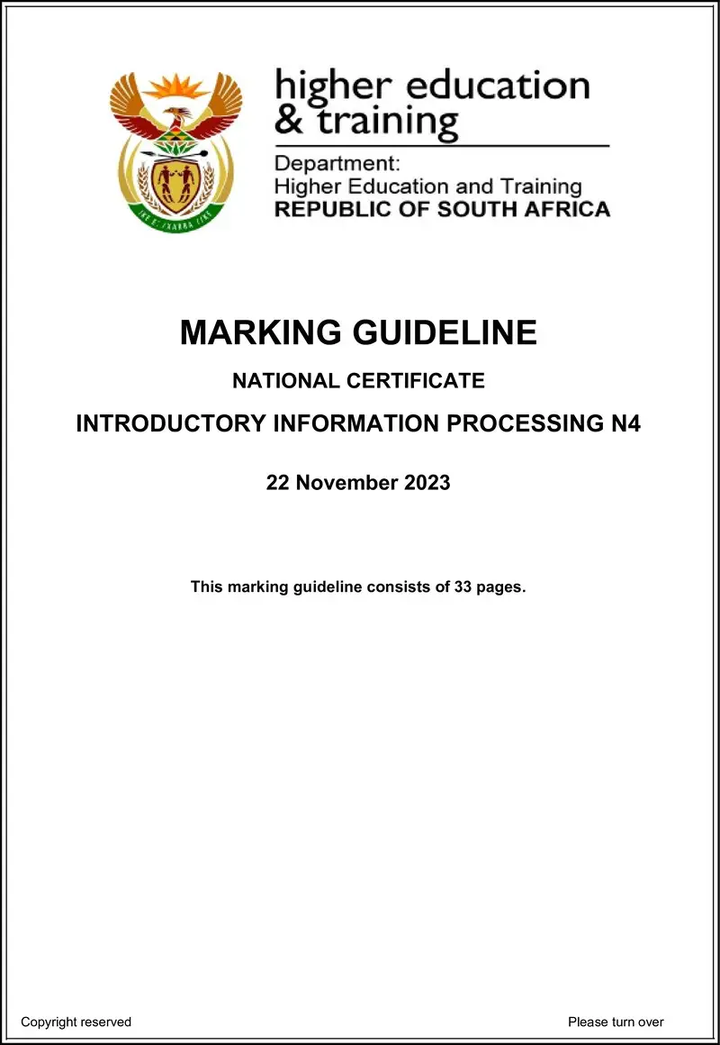 N840 Introductory Information Processing N4 MEMO Nov 2023 preview