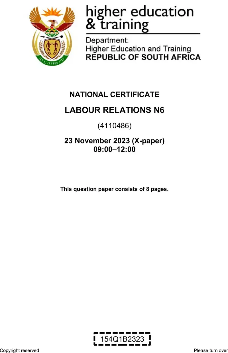 N970 Labour Relations N6 QP Nov 2023 Edit Posthumus preview