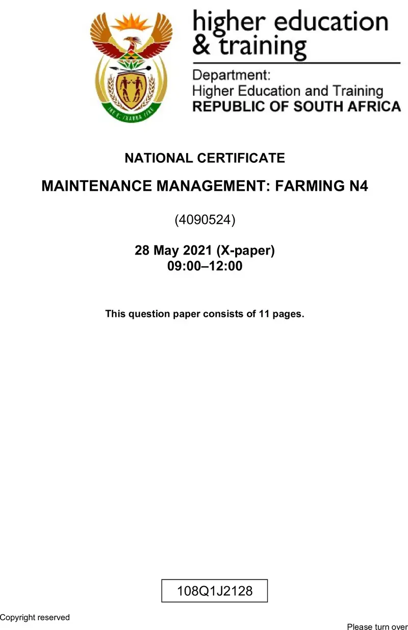 Management Farming N4 QP June 2021 preview