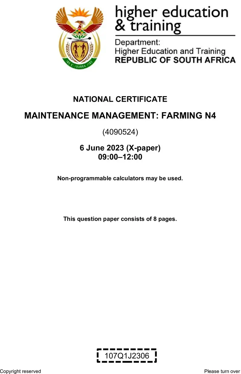 Management Farming N4 QP Jun 2023 Van Zyl S preview
