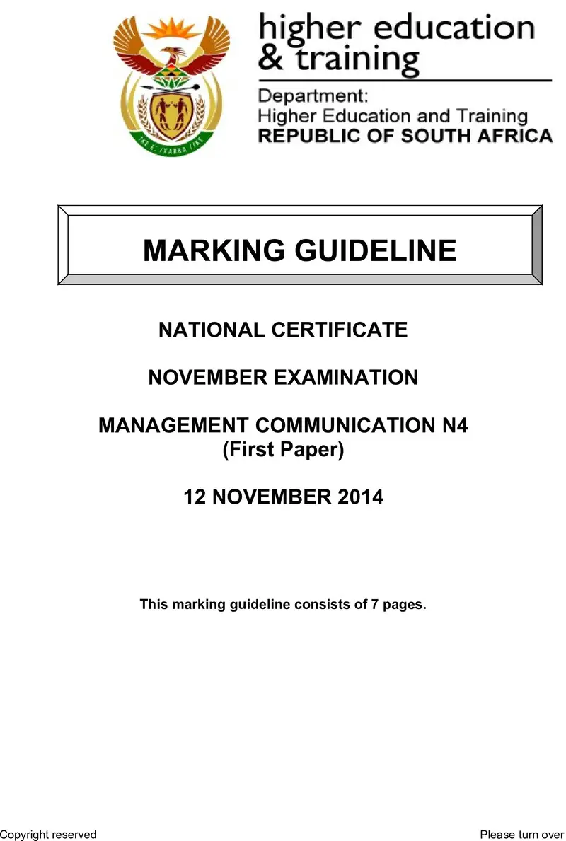 Communication N4 P1 Nov 2014 MEMO preview