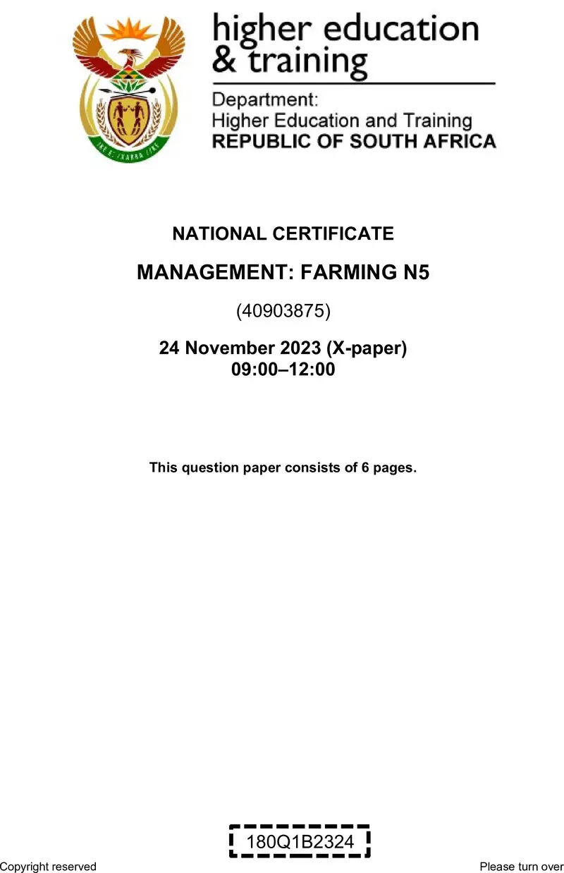 Management Farming N5 QP Nov 2023 New Van Zyl E preview