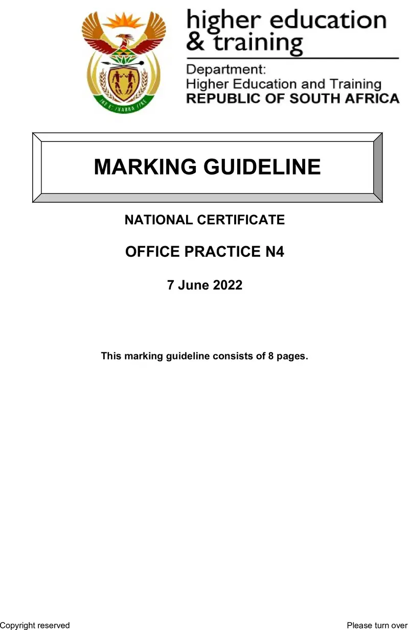 Practice N4 MEMO June 2022 preview