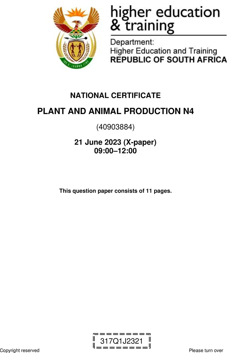 N Plant And Animal Production N4 QP June 2023 Edit Posthumus preview