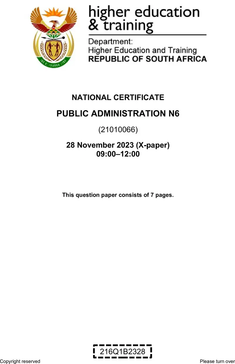 Public Administration N6 Nov QP 2023 Edit Posthumus preview