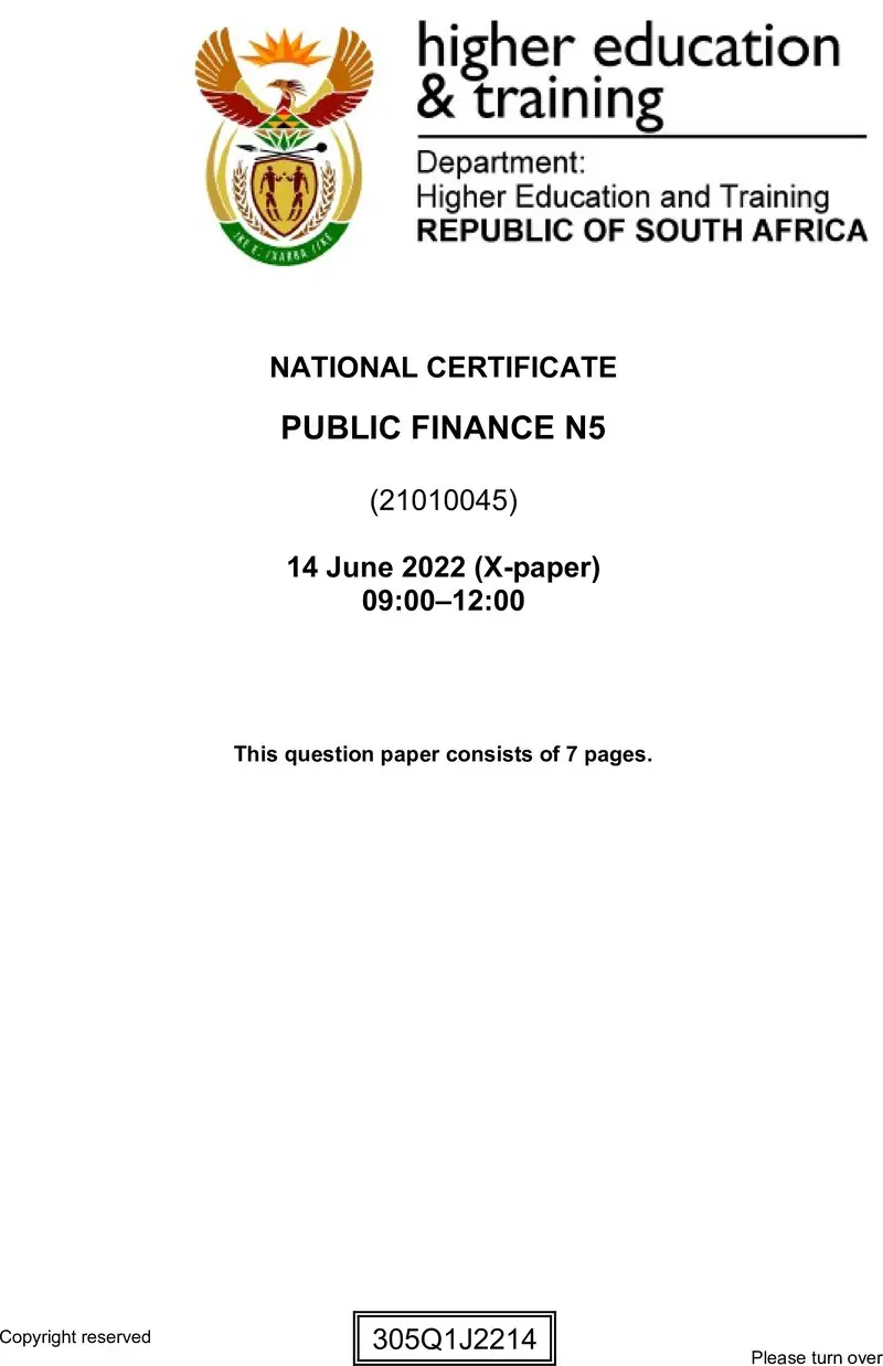 Finance N5 QP June 2022 Moller preview