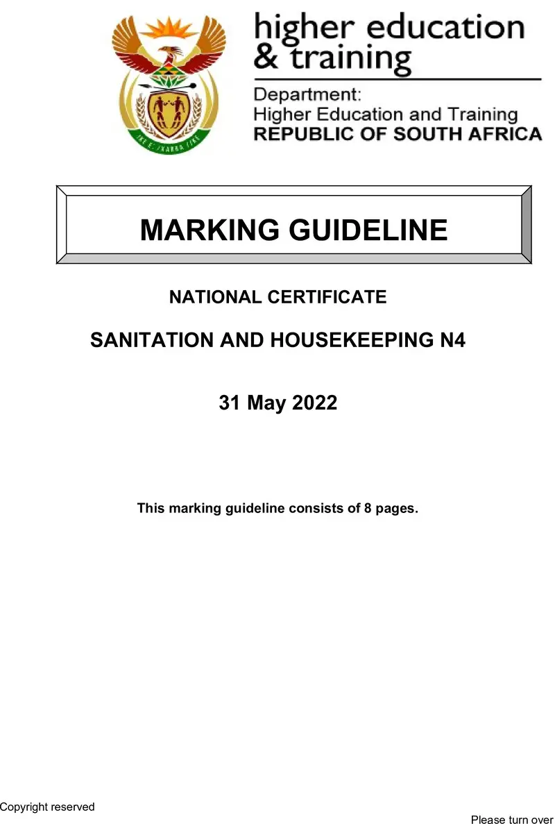 And Housekeeping N4 MEMO June 2022 preview