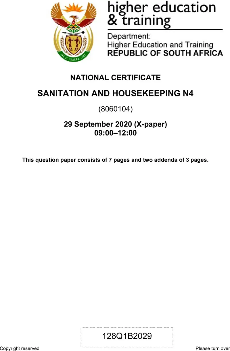 And Housekeeping N4 QP Jun 2020 preview