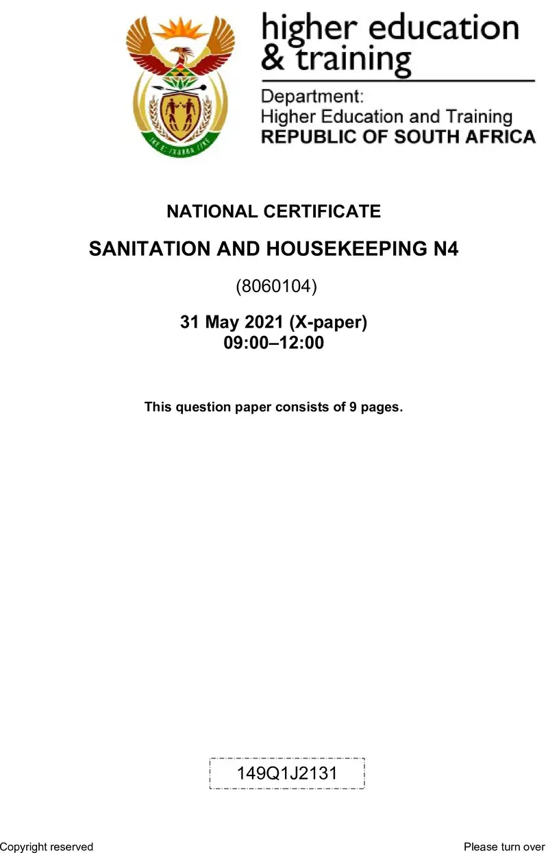 And Housekeeping N4 QP Jun 2021 preview