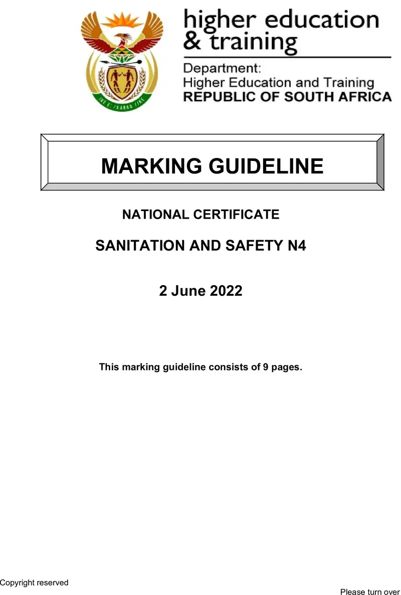 And Safety N4 MEMO June 2022 preview