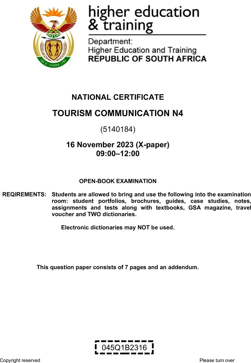 Tourism Communication N4 QP Nov 2023 Edited Gerber preview