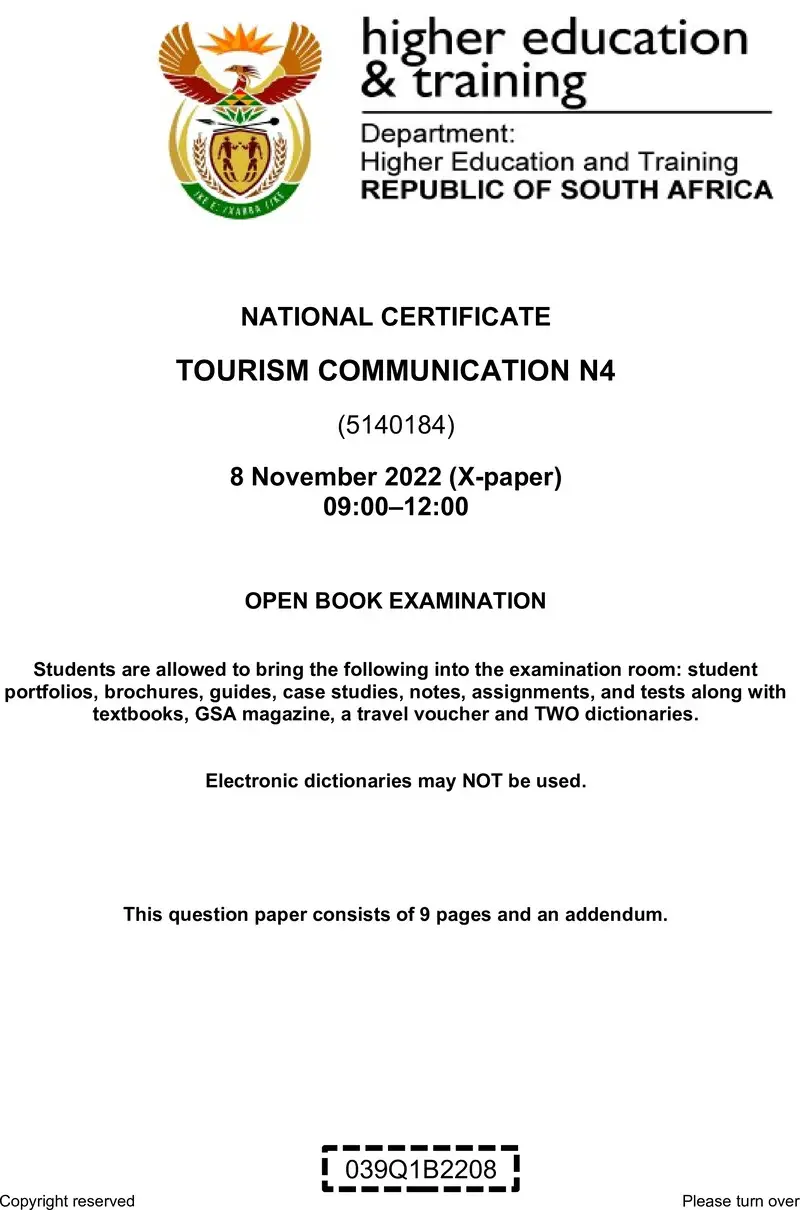 Communication N4 Nov QP 2022 Van Zyl E preview