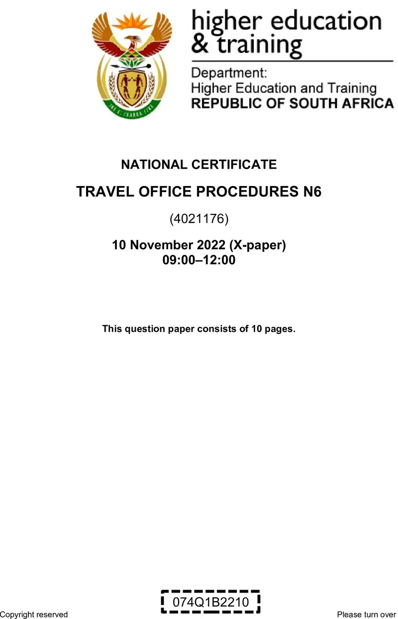 Office Procedures N6 QP Nov 2022 Ed Bedeker preview