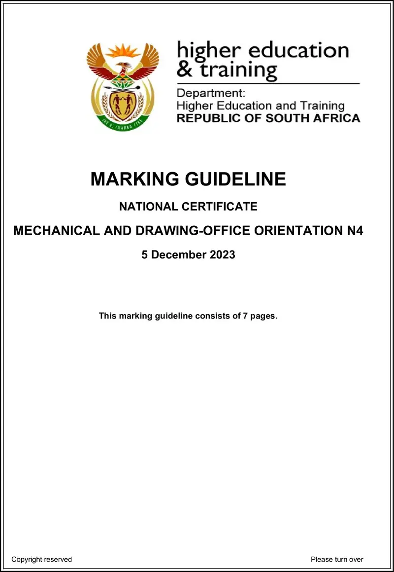 T1050 Mechanical And Drawing Office Orientation N4 MEMO Nov 2023 preview