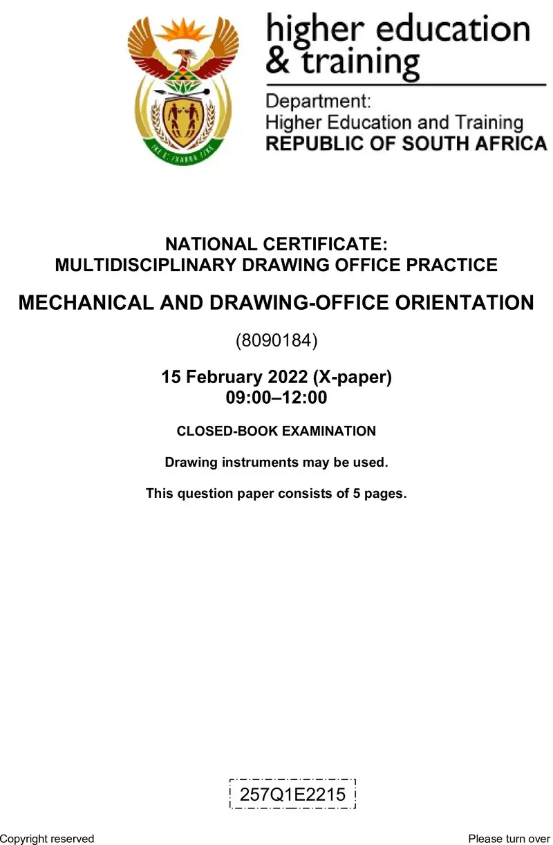 T1050 Mechanical And Drawing Office Orientation N4 QP April 2022 preview