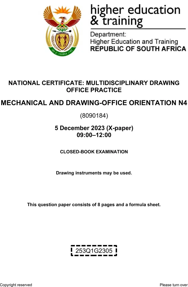 T1050 Mechanical And Drawing Office Orientation N4 QP Nov 2023 preview