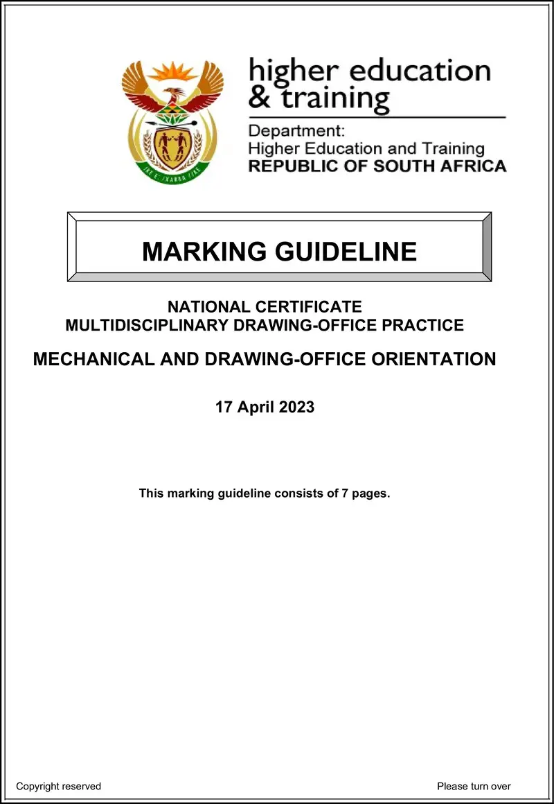T1050 Mechanical And Drawing Office Orientation N4 Nov MEMO April 2023 preview