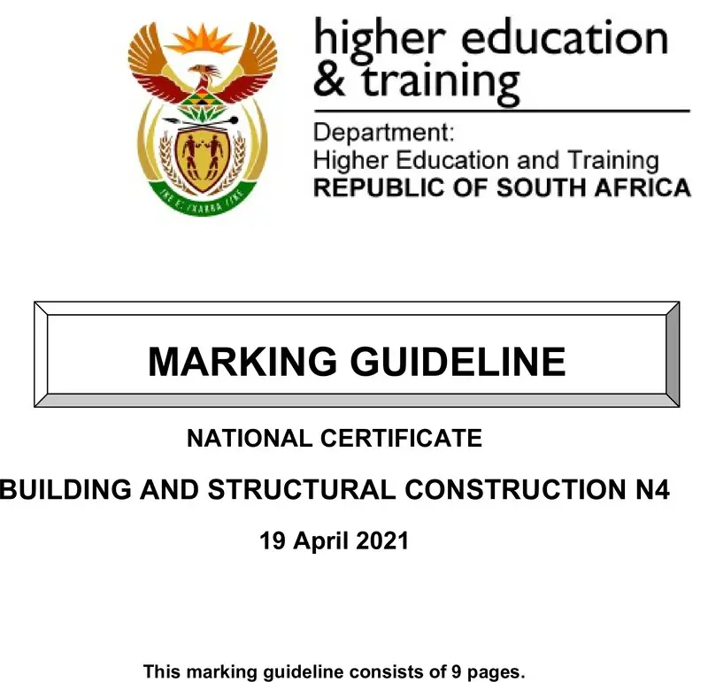 T130 Building And Structural Construction N4 MEMO Apr 2021 preview