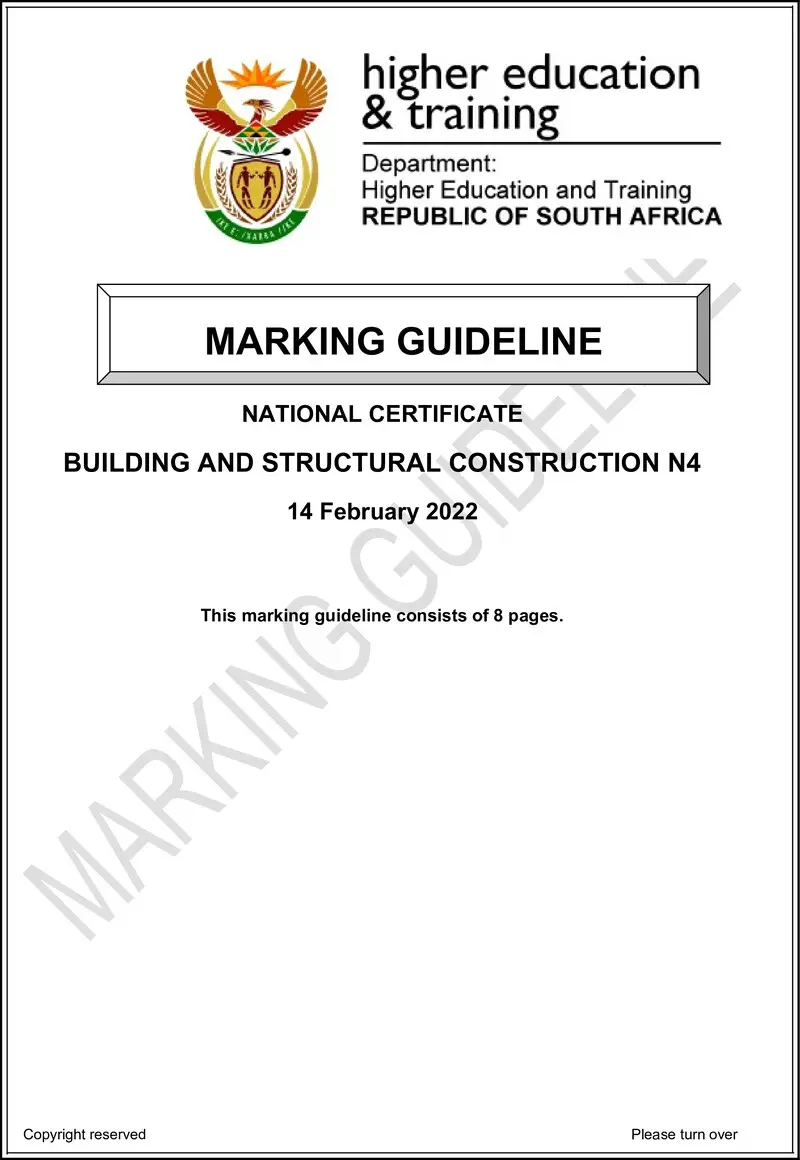 T130 Building And Structural Construction N4 MEMO April 2022 preview