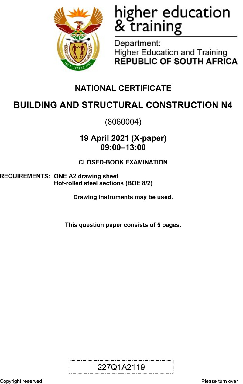 T130 Building And Structural Construction N4 QP Apr 2021 preview
