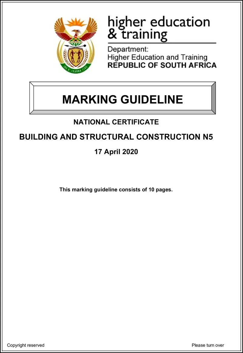 T140 Building And Structural Construction N5 MEMO Apr 2020 preview