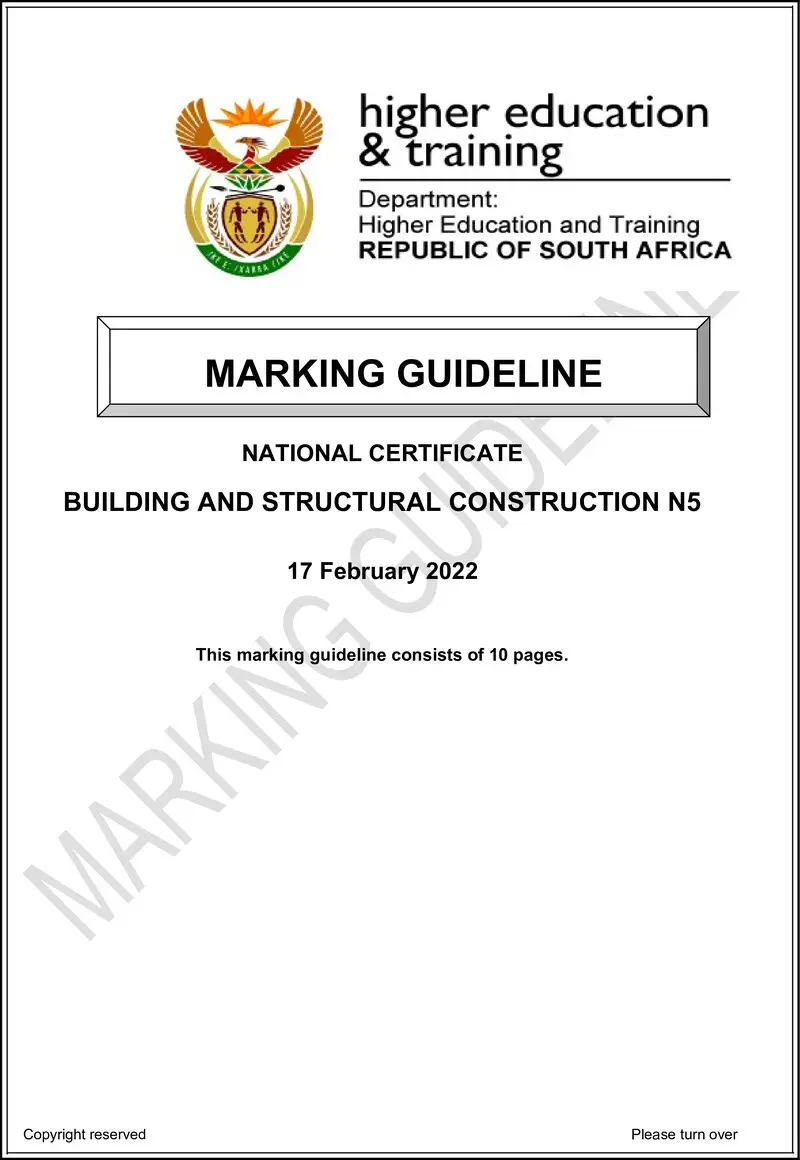 T140 Building And Structural Construction N5 MEMO April 2022 preview