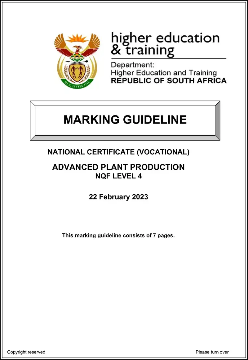Nc10 Advanced Plant Production L4 MEMO Feb 2023 preview