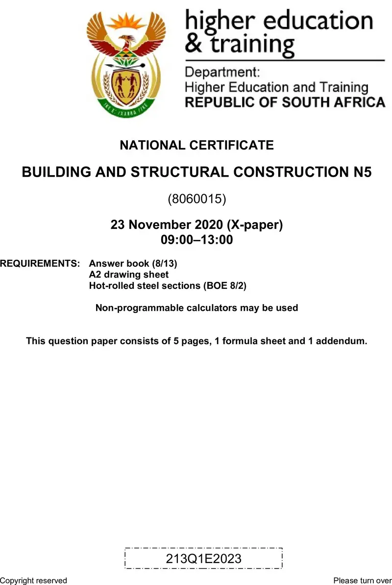 T140 Building And Structural Construction N5 QP Nov 2020 preview