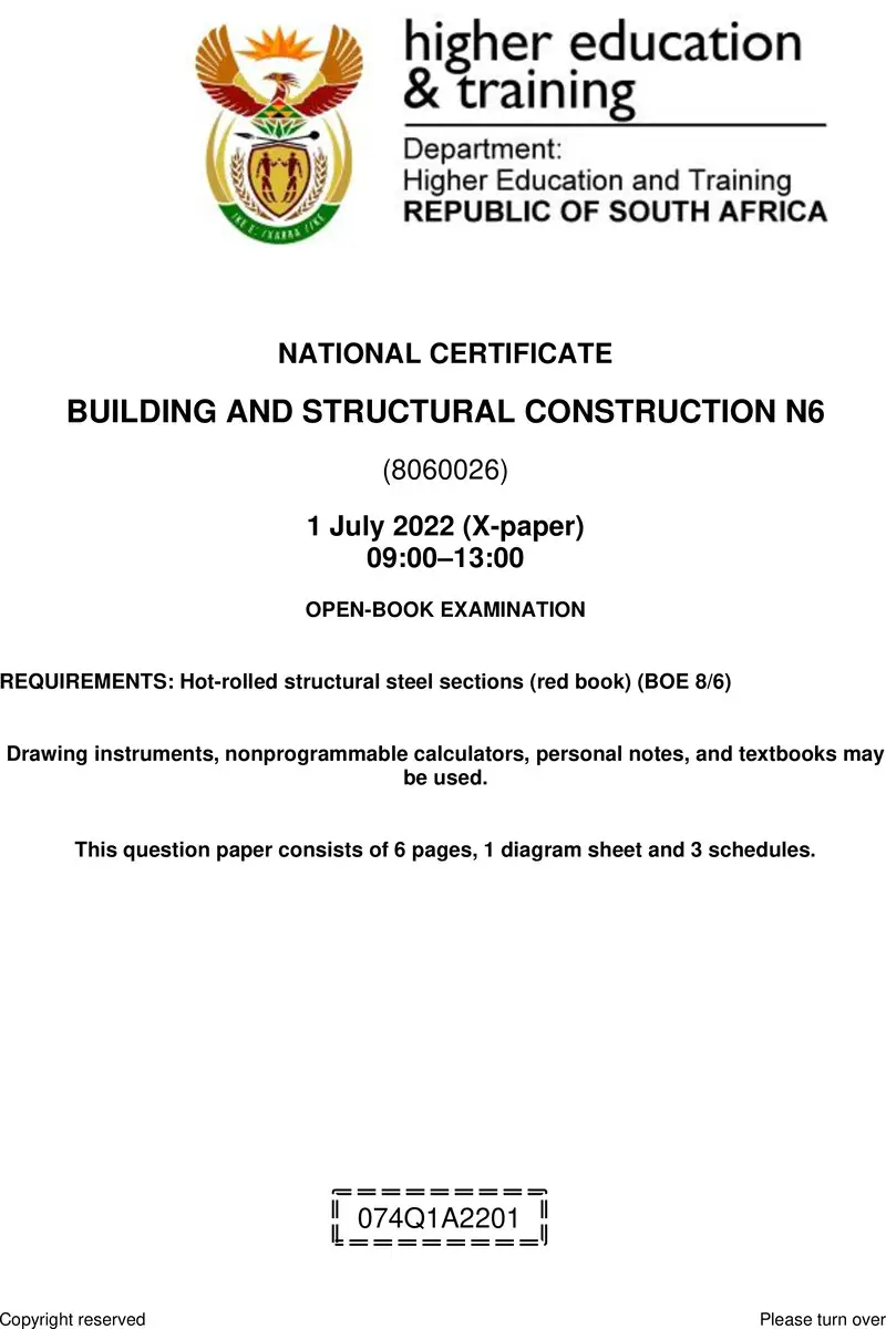 T150 074Q1A2201 Building And Structural Construction N6 QP Aug 2022 preview