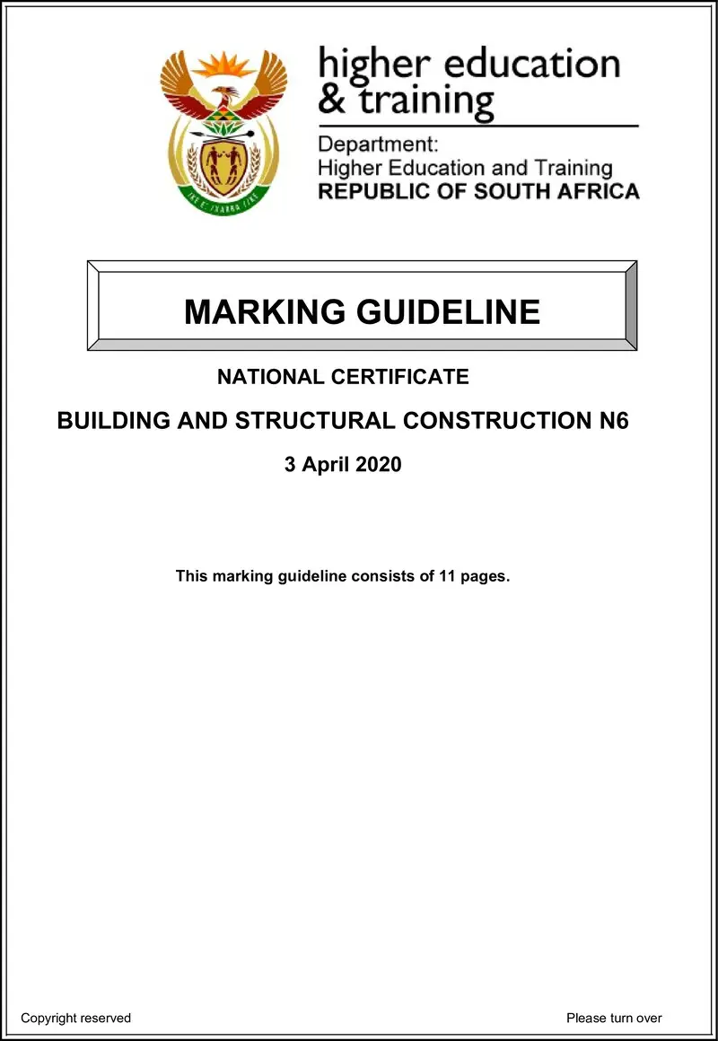 T150 Building And Structural Construction N6 MEMO Apr 2020 preview