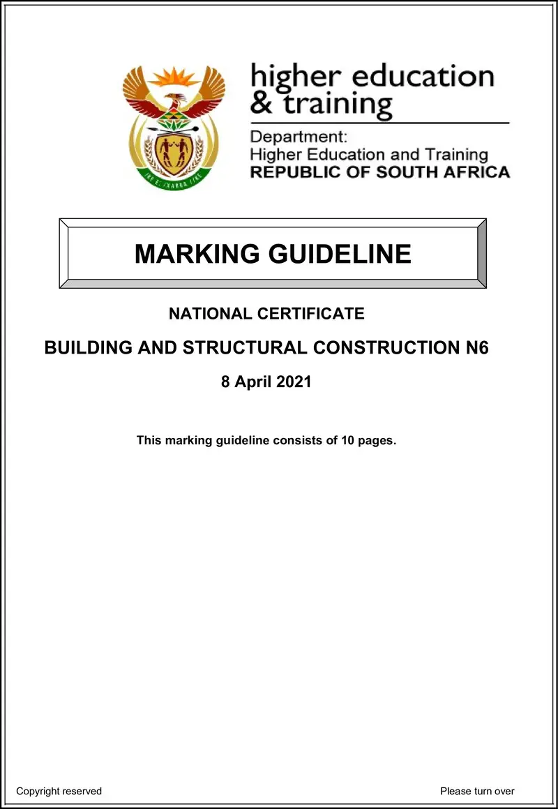 T150 Building And Structural Construction N6 MEMO Apr 2021 Elsa preview