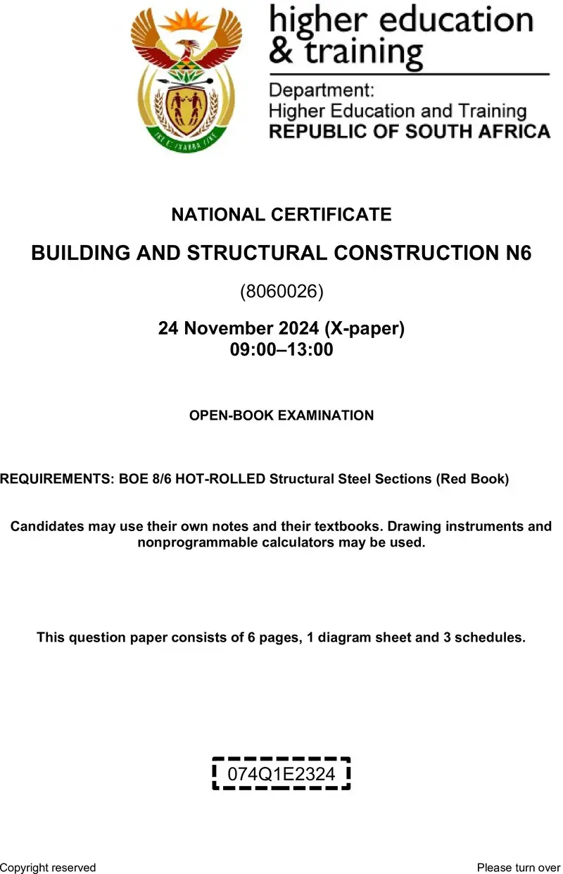 T150 Building And Structural Construction N6 Nov QP 2023 preview