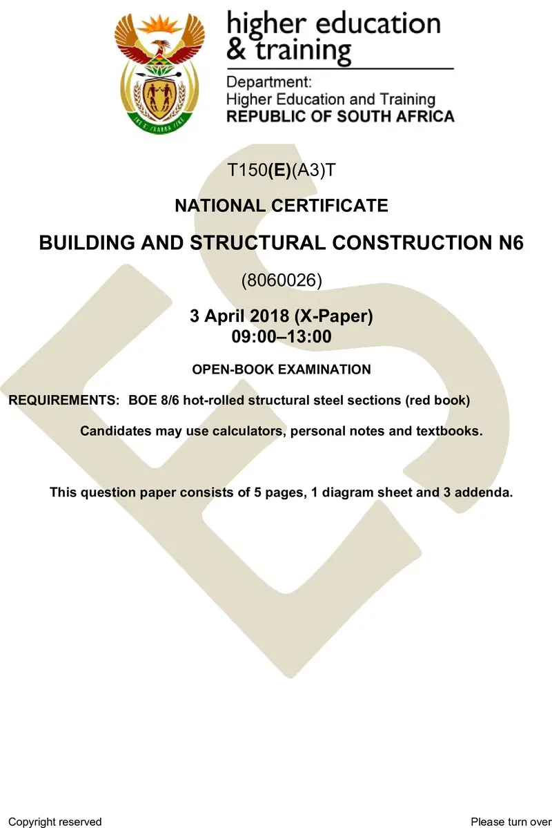 T150 Building And Structural Construction N6 QP Apr 2018 preview
