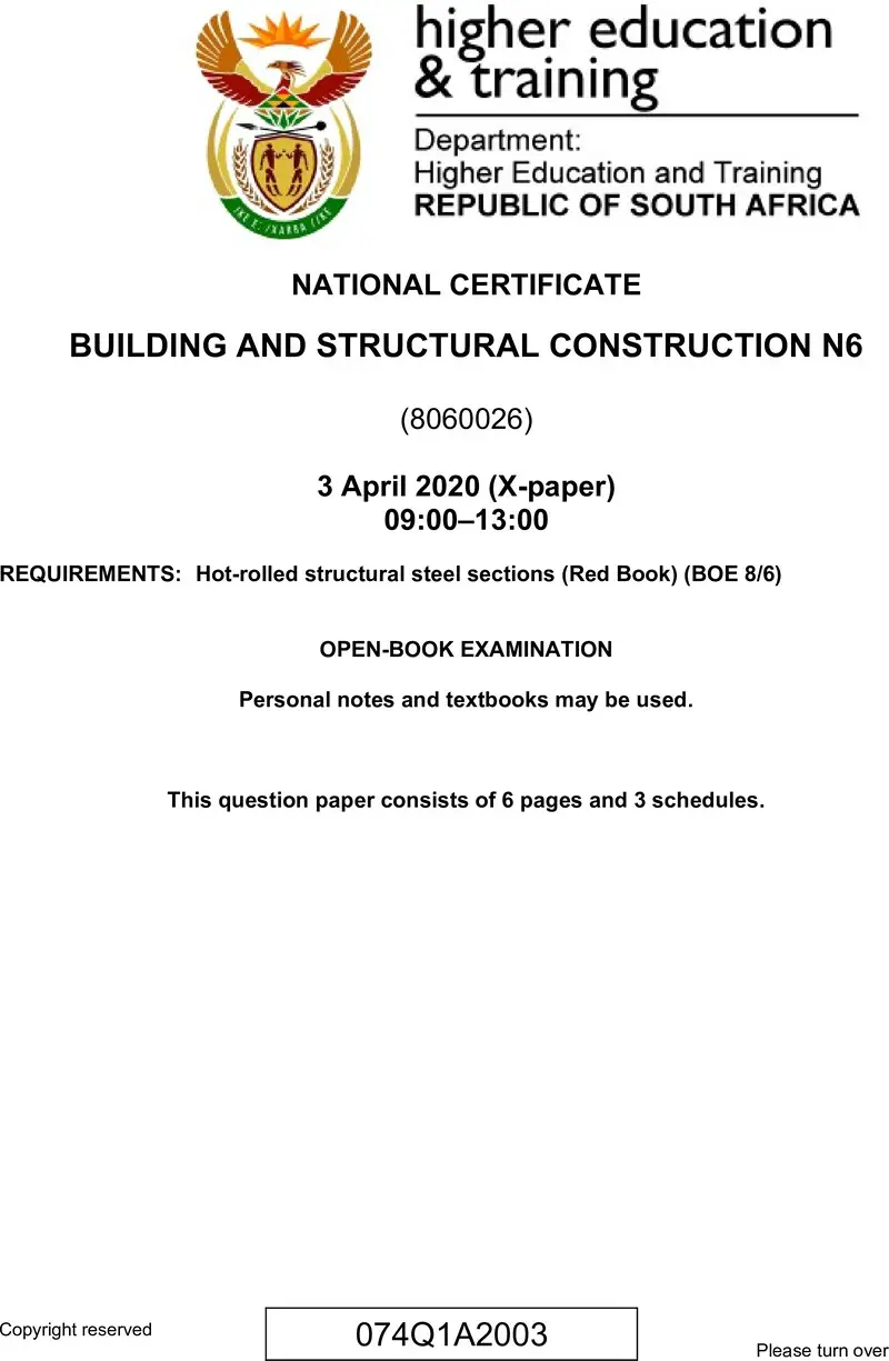 T150 Building And Structural Construction N6 QP Apr 2020 preview