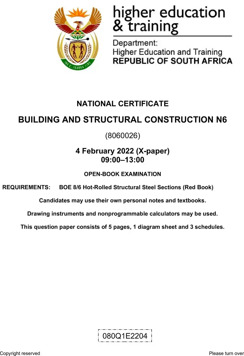 T150 Building And Structural Construction N6 QP April 2022 preview