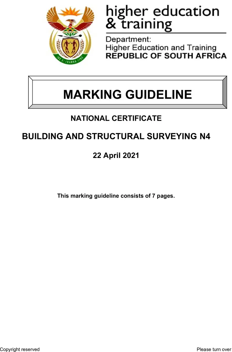 T160 Building And Structural Surveying N4 April MEMO 2021 1 preview