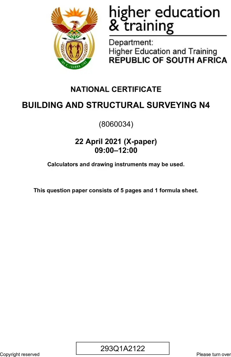 T160 Building And Structural Surveying N4 April QP 2021 preview