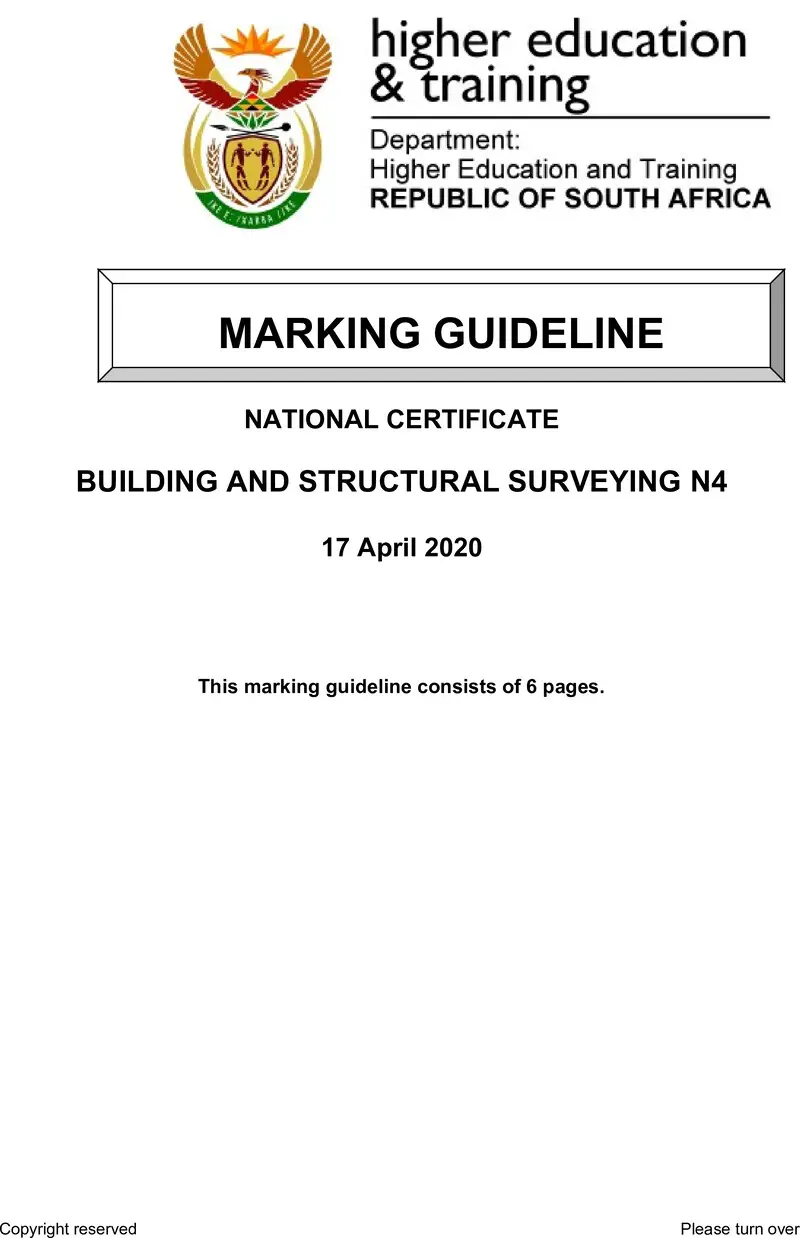 T160 Building And Structural Surveying N4 MEMO Apr 2020 preview