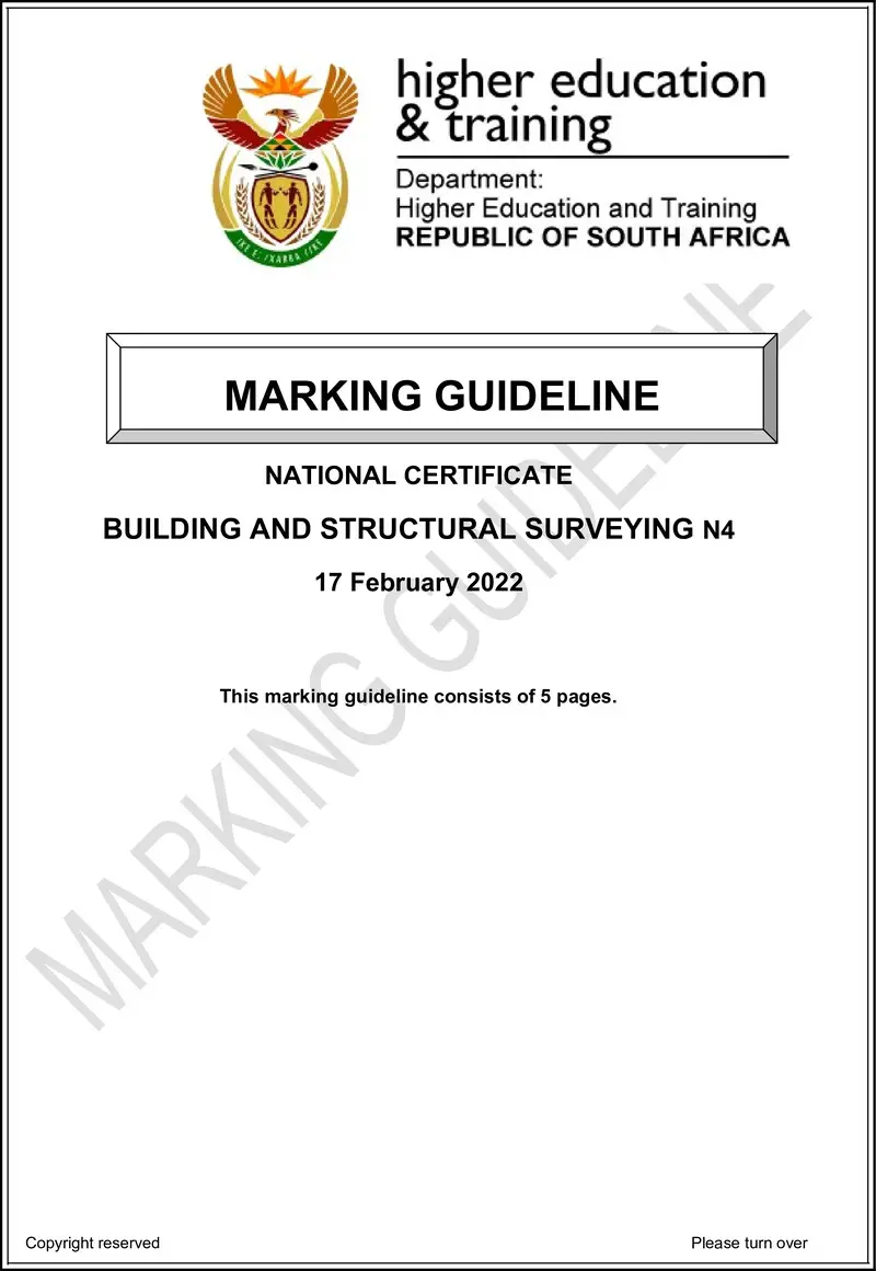 T160 Building And Structural Surveying N4 MEMO April 2022 preview