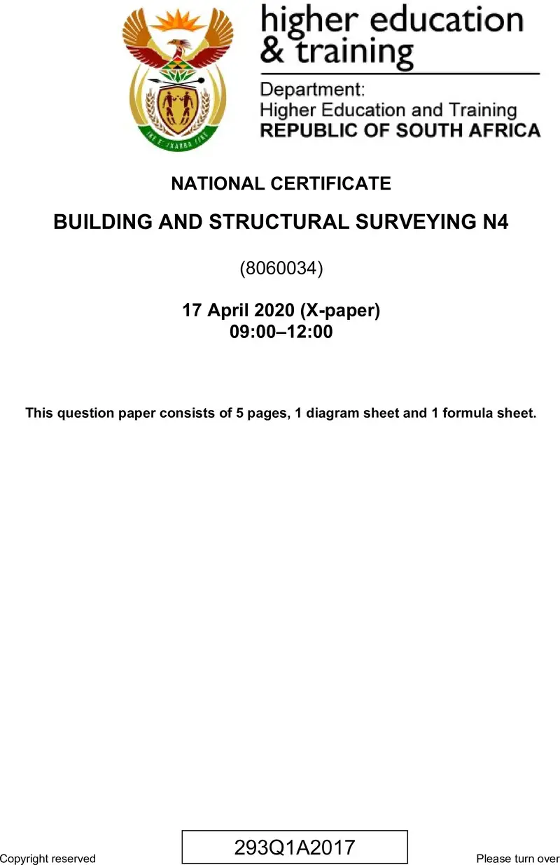 T160 Building And Structural Surveying N4 QP Apr 2020 preview