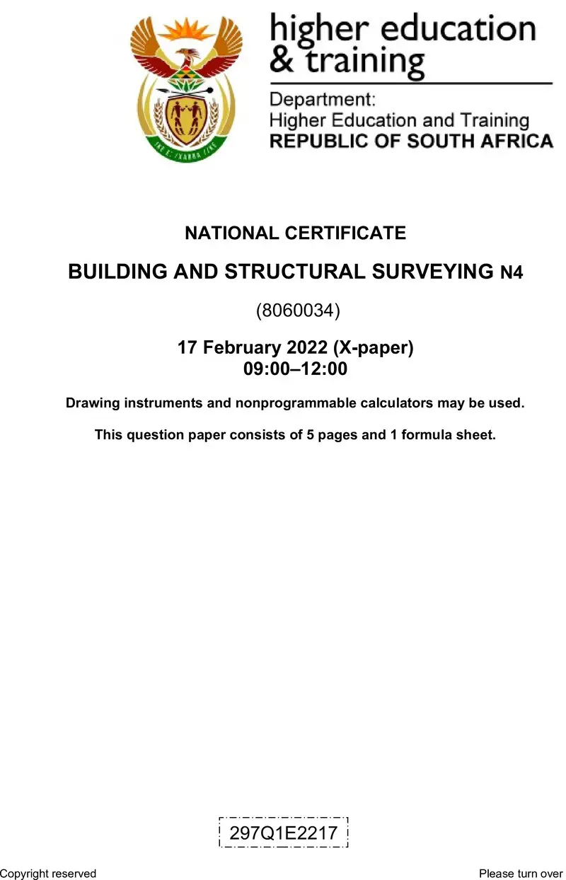 T160 Building And Structural Surveying N4 QP April 2022Docx preview