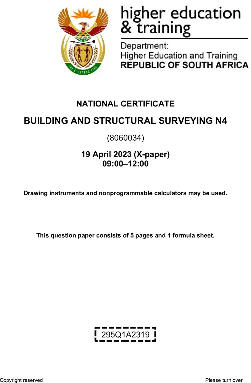 T160 Building And Structural Surveying N4 QP April 2023 preview