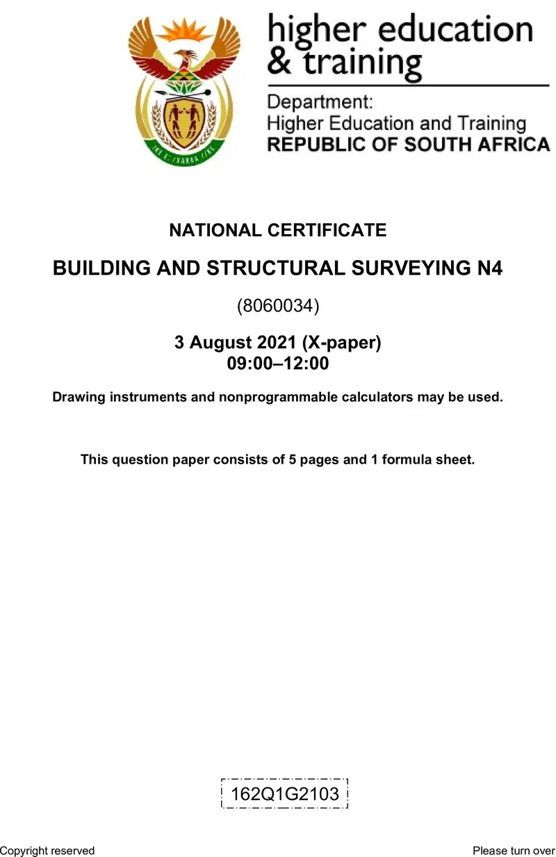 T160 Building And Structural Surveying N4 QP Aug 2021 preview