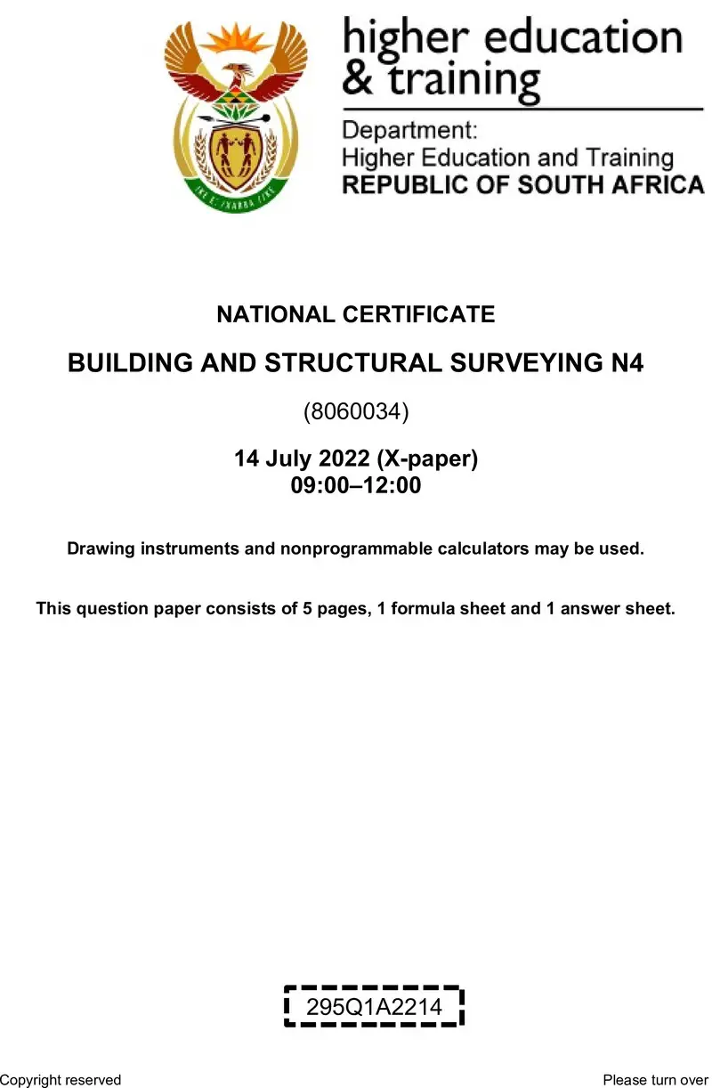 T160 Building And Structural Surveying N4 QP Aug 2022 preview