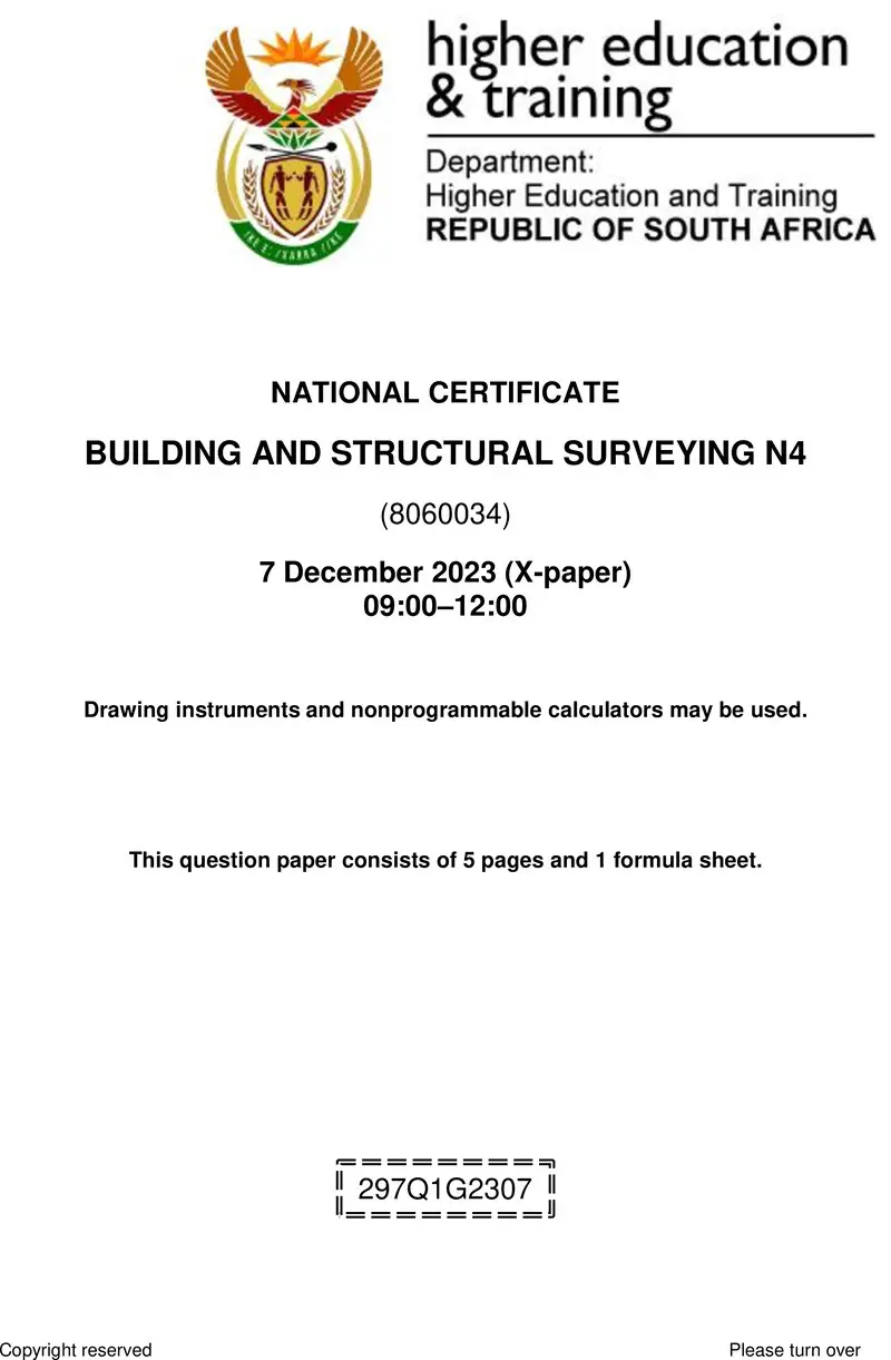 T160 Building And Structural Surveying N4 QP Nov 2023 preview