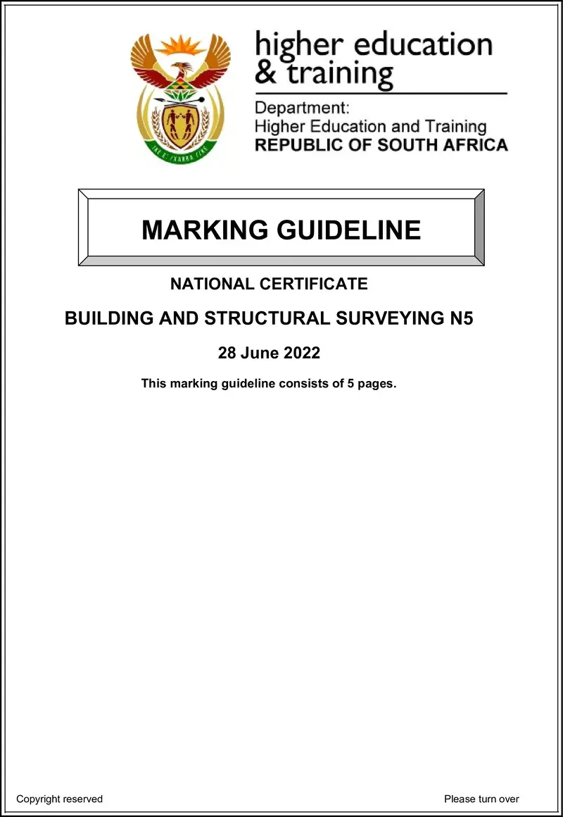 T170 Building And Structural Surveying N5 MEMO Aug 2022 preview