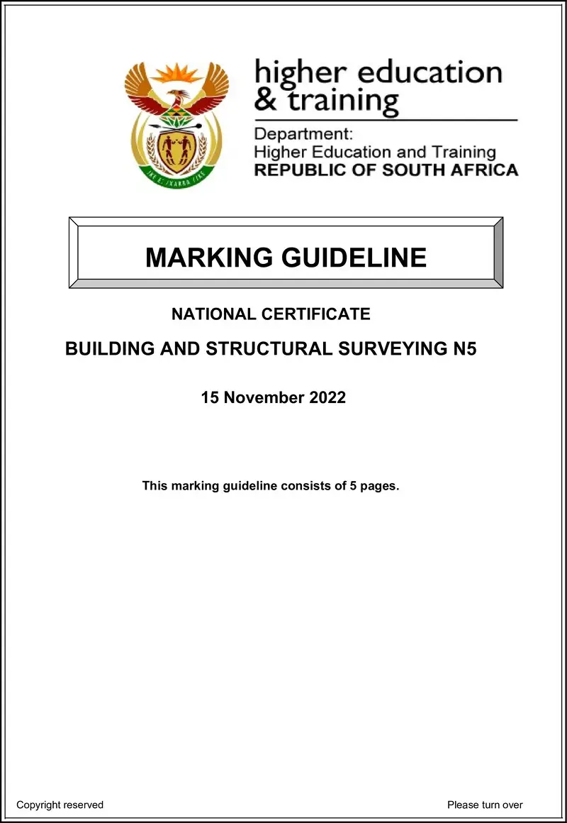 T170 Building And Structural Surveying N5 MEMO Nov 2022 Ed preview
