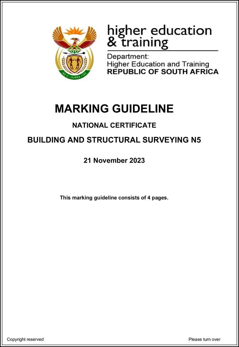 T170 Building And Structural Surveying N5 MEMO Nov 2023 preview