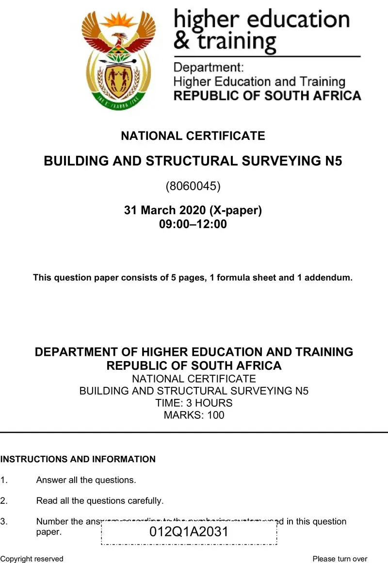 T170 Building And Structural Surveying N5 QP Apr 2020 preview
