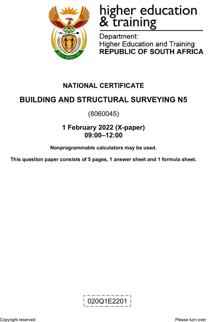 T170 Building And Structural Surveying N5 QP April 2022 preview